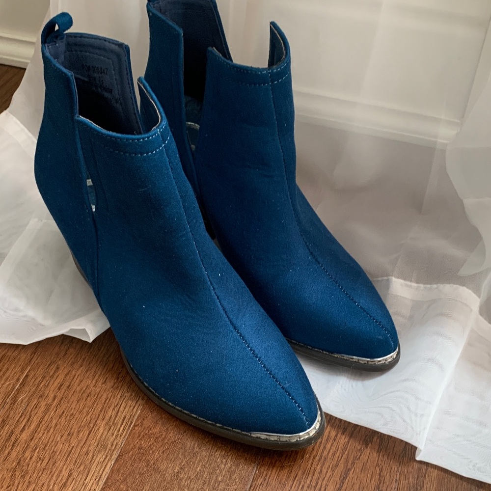 Women's Pointed Toe Blue Ankle Booties